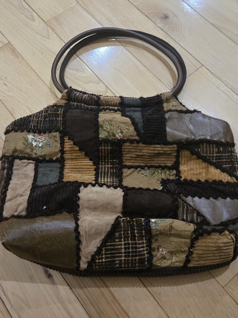 Vtg Y2K Cappelli Straworld Patchwork Corduroy Boho Purse
